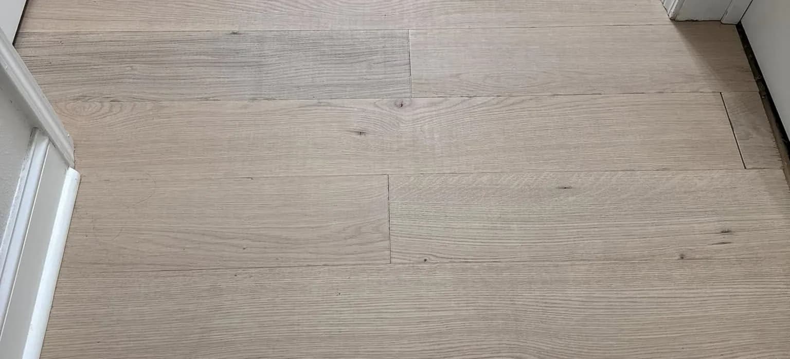 Pre-Finished Engineered White Oak — Six finishes, wide plank, finished before it leaves the plant.