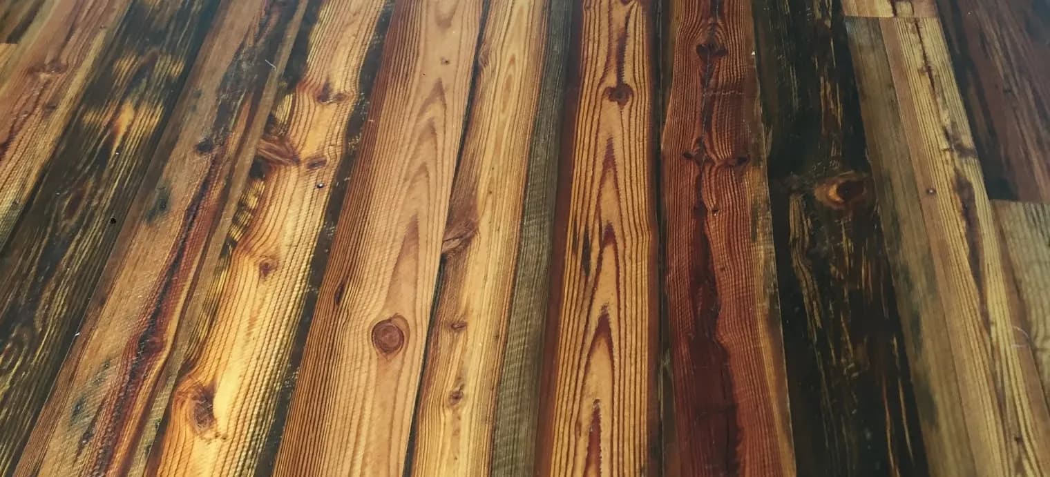 Antique pine dirty top boards, finished with no stain, so every color is the wood's own